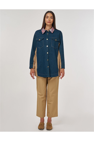 Kayra Jakarlı Denim Ceket Lacivert