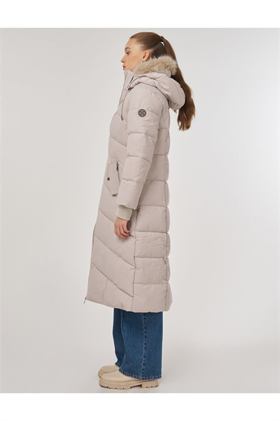 Kayra Suni Kürk Detaylı Anorak Mont Taş