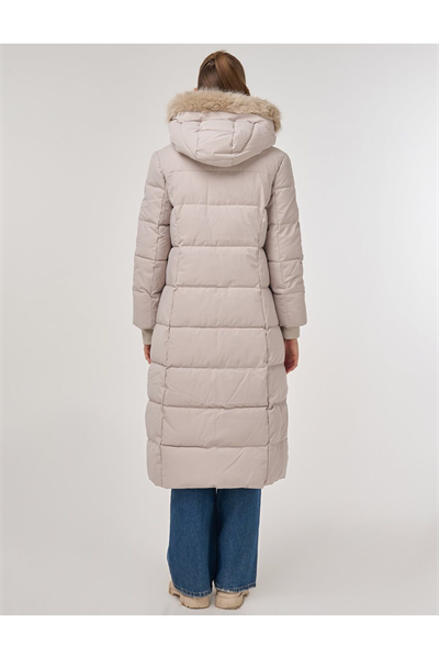 Kayra Suni Kürk Detaylı Anorak Mont Taş