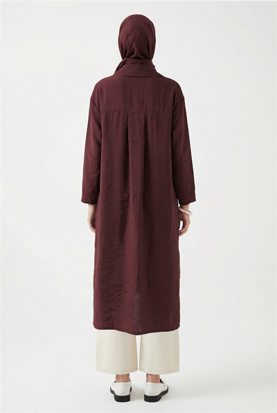 Modal Kumaş Yazlık Uzun Tunik Bordo