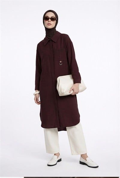 Modal Kumaş Yazlık Uzun Tunik Bordo