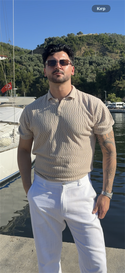 Örgülü kren polo yaka tisört
