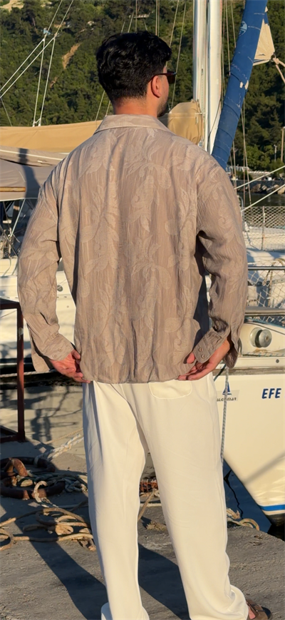 Premium etnik desen oversize gömlek