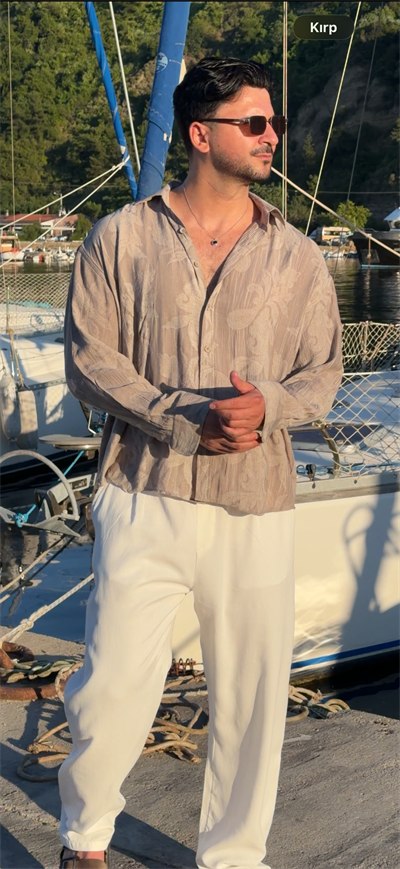 Premium etnik desen oversize gömlek