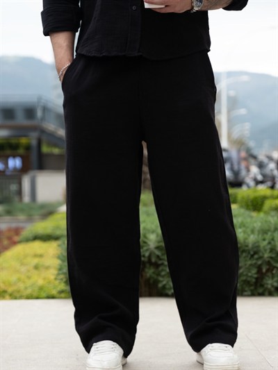 Siyah Gömlek ve Pantolon Oversize Takım