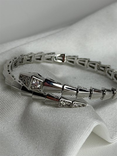 Serpentina Taşlı Silver Kelepçe