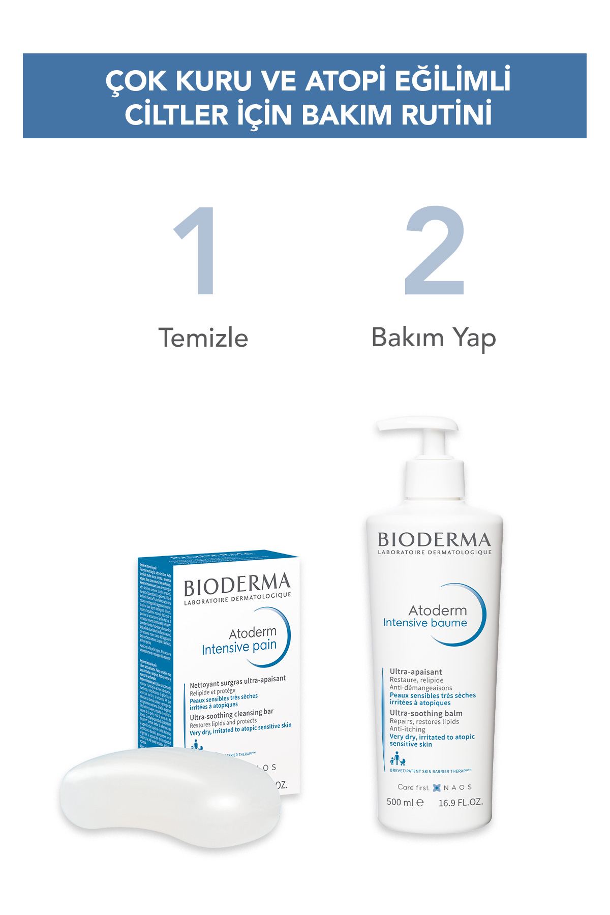 Bioderma Atoderm Intensive Bar Atopi Eğilimli Ciltler Nemlendirici, Temizleyici Sabun 150 gr
