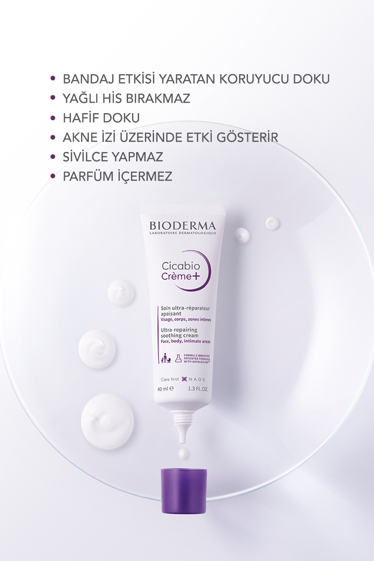 Bioderma Cicabio Cream+ Bebek, Çocuk, Yetişkin için Onarıcı Bakım Kremi, Yüz ve Vücut 100 ml