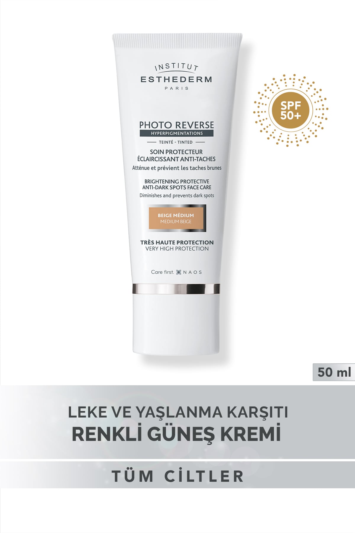 Institut Esthederm Photo Reverse Renkli Leke Karşıtı Güneş Kremi Orta Ton 50 ml