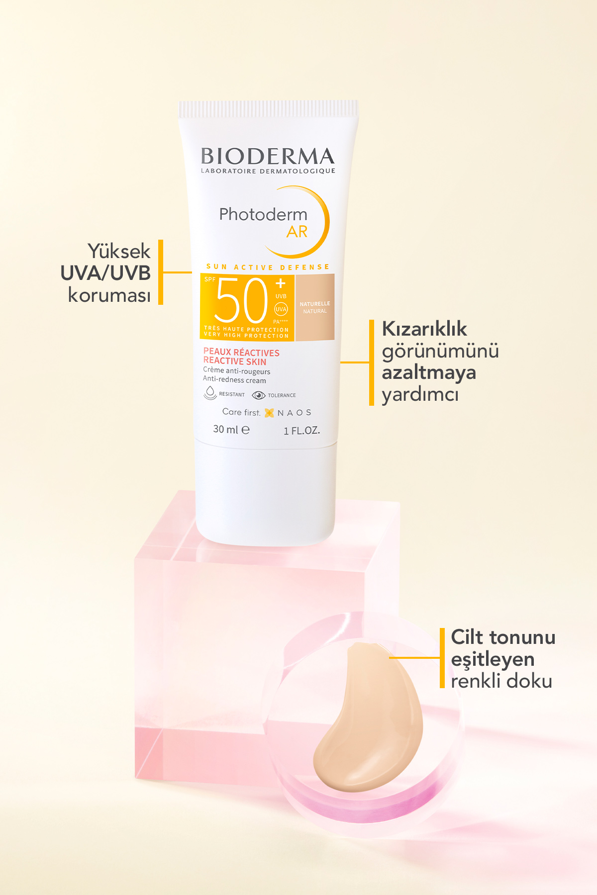 Bioderma Photoderm AR SPF50+ Kızarıklık Karşıtı Yüksek Korumalı Renkli Yüz Güneş Kremi 30 ml