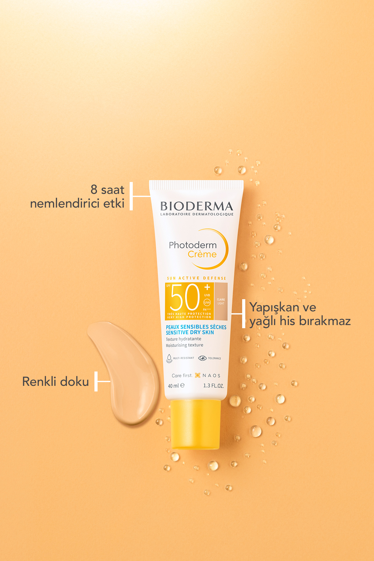 Bioderma Photoderm Cream SPF50+ Kuru Ciltler için Renkli Güneş Kremi 40 ml
