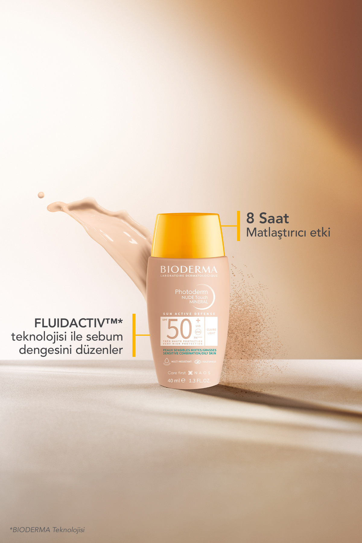 Bioderma Photoderm Nude Touch SPF50+ Light Karma Yağlı Cilt-Kapatıcı Güneş Kremi 40 ml