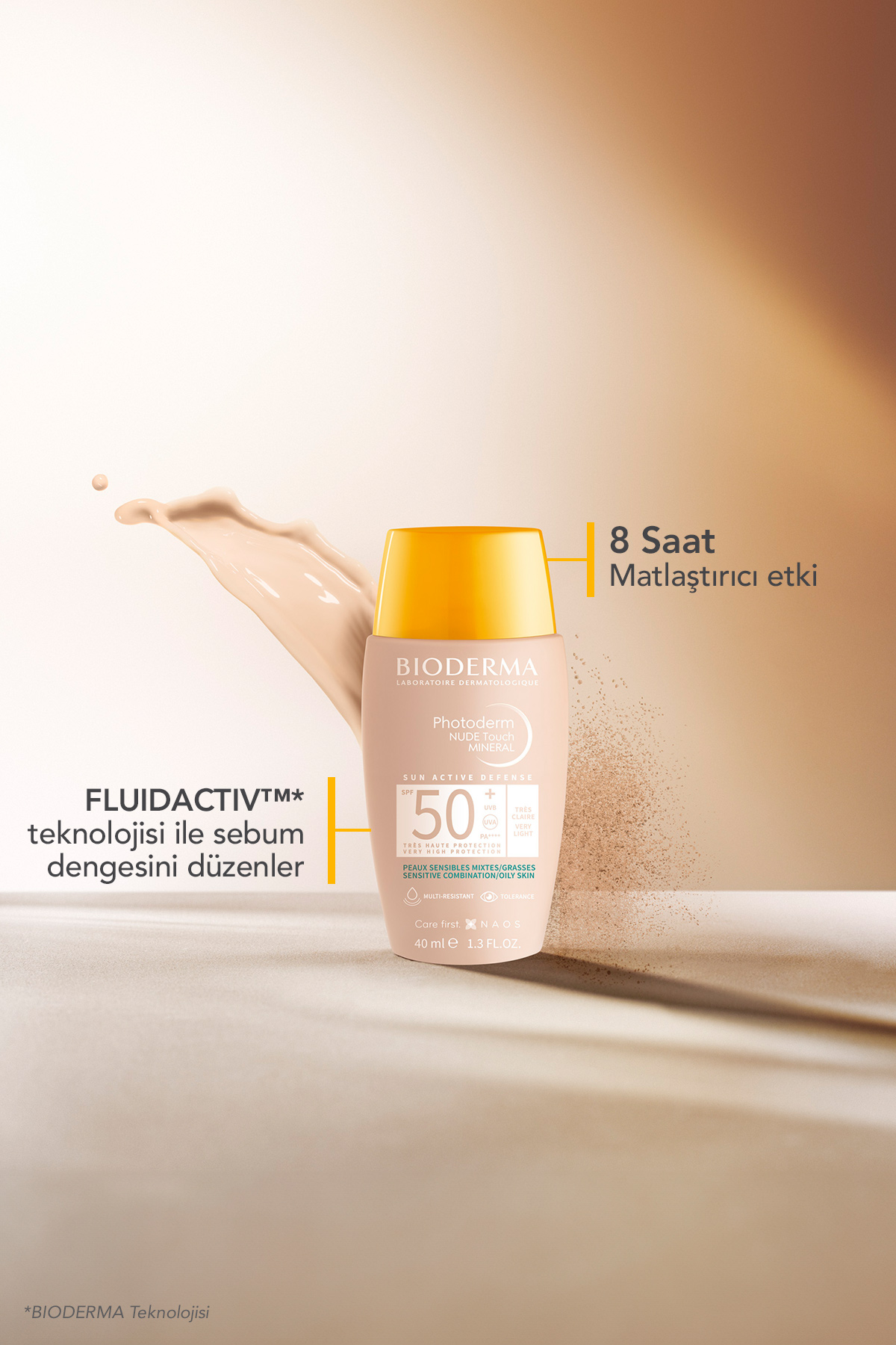 Bioderma Photoderm Nude Touch SPF50+ Very Light Karma Yağlı Cilt-Kapatıcı Güneş Kremi 40ml
