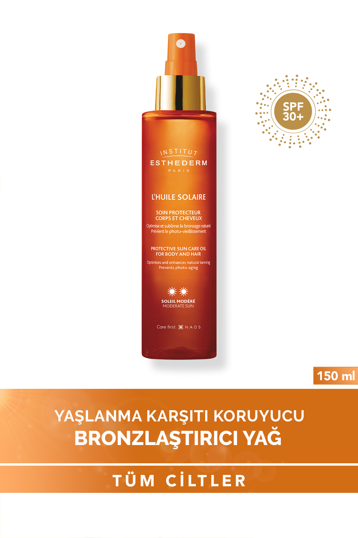Institut Esthederm Sun Oil Moderate Sun Bronzlaştırıcı Güneş Yağı 150 ml