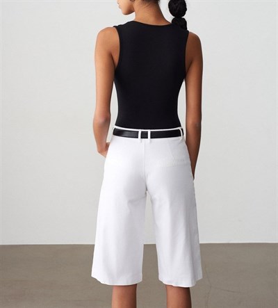 V Yaka Bodysuit-Siyah