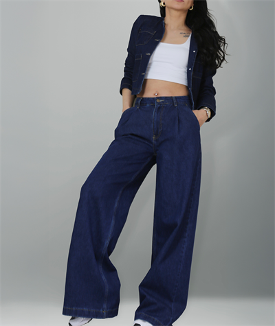 Cep Detaylı Lacivert Denim Takım