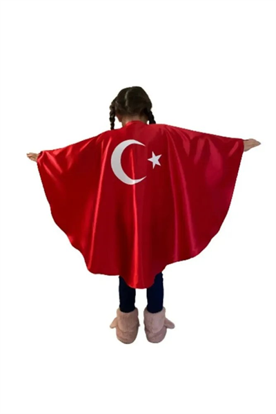 10 Lu Türk Bayrağı Pelerin Gösteri Kostümü Ay Yıldız Bayraklı 23 nisan 2-6 yaş (M),7-12 yaş (L)