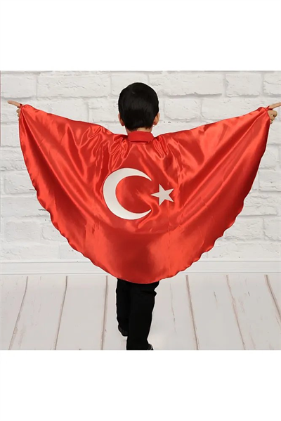 10 Lu Türk Bayrağı Pelerin Gösteri Kostümü Ay Yıldız Bayraklı 23 nisan 2-6 yaş (M),7-12 yaş (L)