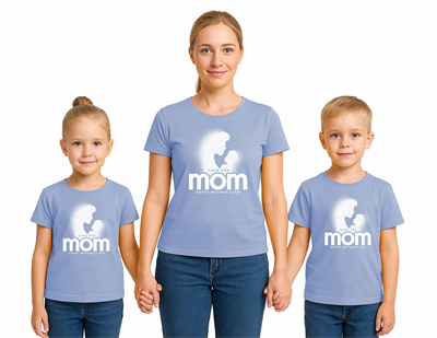 anneler günü Baskılı kadın ve çocuk tshirt pamuklu penye kumaş