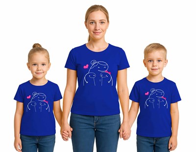 anneler günü Baskılı kadın ve çocuk tshirt pamuklu penye kumaş