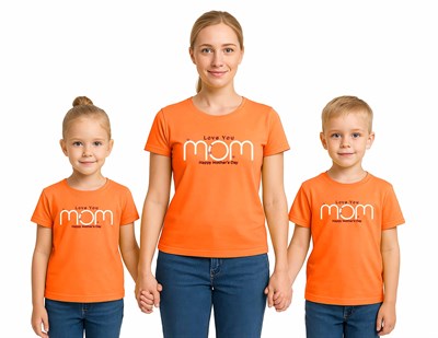 anneler günü Baskılı kadın ve çocuk tshirt pamuklu penye kumaş