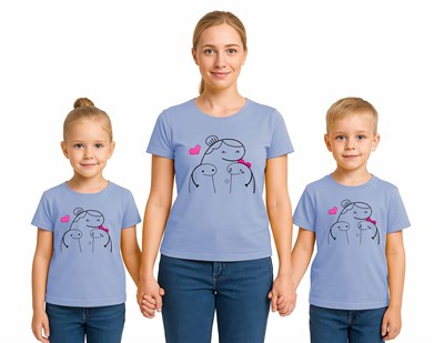 anneler günü Baskılı kadın ve çocuk tshirt pamuklu penye kumaş