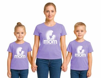 anneler günü Baskılı kadın ve çocuk tshirt pamuklu penye kumaş