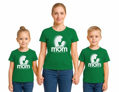 anneler günü Baskılı kadın ve çocuk tshirt pamuklu penye kumaş