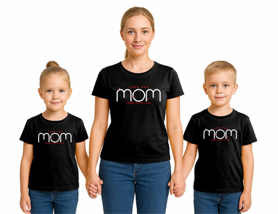 anneler günü Baskılı kadın ve çocuk tshirt pamuklu penye kumaş
