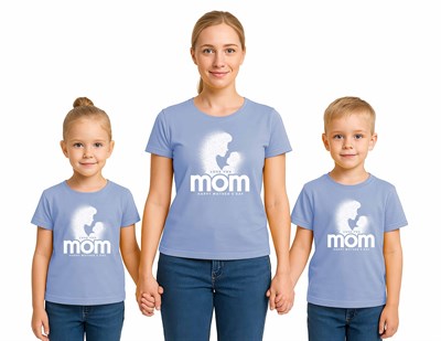anneler günü Baskılı kadın ve çocuk tshirt pamuklu penye kumaş