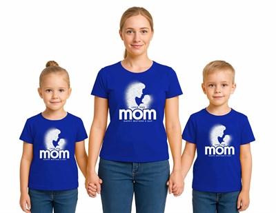 anneler günü Baskılı kadın ve çocuk tshirt pamuklu penye kumaş
