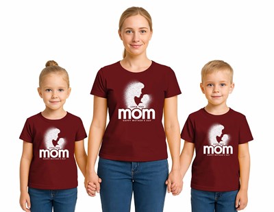 anneler günü Baskılı kadın ve çocuk tshirt pamuklu penye kumaş