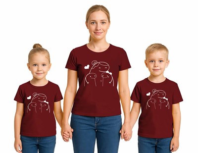 anneler günü Baskılı kadın ve çocuk tshirt pamuklu penye kumaş