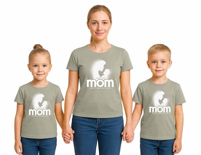 anneler günü Baskılı kadın ve çocuk tshirt pamuklu penye kumaş