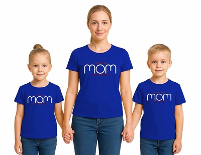 anneler günü Baskılı kadın ve çocuk tshirt pamuklu penye kumaş