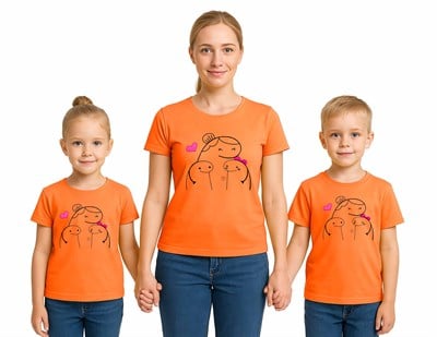 anneler günü Baskılı kadın ve çocuk tshirt pamuklu penye kumaş
