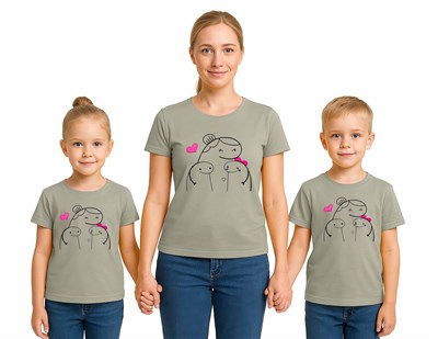 anneler günü Baskılı kadın ve çocuk tshirt pamuklu penye kumaş