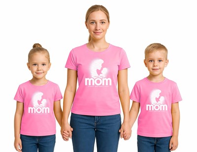 anneler günü Baskılı kadın ve çocuk tshirt pamuklu penye kumaş