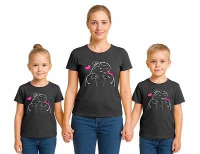 anneler günü Baskılı kadın ve çocuk tshirt pamuklu penye kumaş