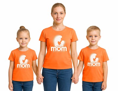 anneler günü Baskılı kadın ve çocuk tshirt pamuklu penye kumaş
