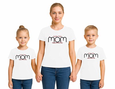 anneler günü Baskılı kadın ve çocuk tshirt pamuklu penye kumaş