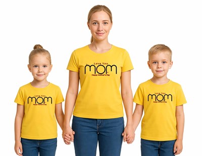 anneler günü Baskılı kadın ve çocuk tshirt pamuklu penye kumaş