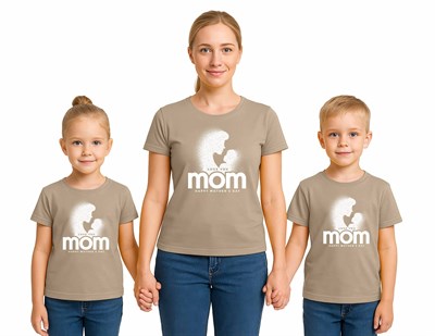 anneler günü Baskılı kadın ve çocuk tshirt pamuklu penye kumaş