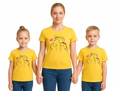 anneler günü Baskılı kadın ve çocuk tshirt pamuklu penye kumaş