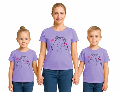 anneler günü Baskılı kadın ve çocuk tshirt pamuklu penye kumaş