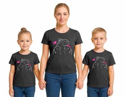 anneler günü Baskılı kadın ve çocuk tshirt pamuklu penye kumaş