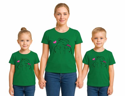 anneler günü Baskılı kadın ve çocuk tshirt pamuklu penye kumaş