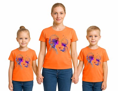 anneler günü Baskılı kadın ve çocuk tshirt pamuklu penye kumaş