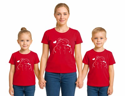 anneler günü Baskılı kadın ve çocuk tshirt pamuklu penye kumaş