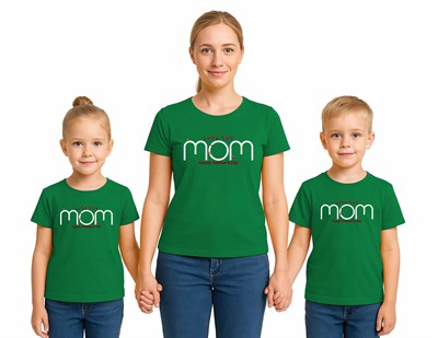 anneler günü Baskılı kadın ve çocuk tshirt pamuklu penye kumaş